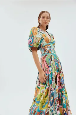 Alemais Evergreen Midi Dress Multi Size 8 AU for rent on The Volte - image 1