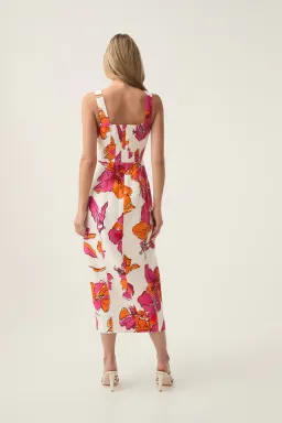 Aje Flourish Midi Dress Vivid Hibiscus Size 8 for rent on The Volte - image 2