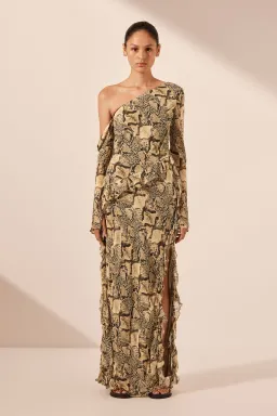 Shona Joy Hadiya Asymmetrical Long Sleeve Ruffle Maxi Dress Print Size 6 for rent on The Volte - image 2