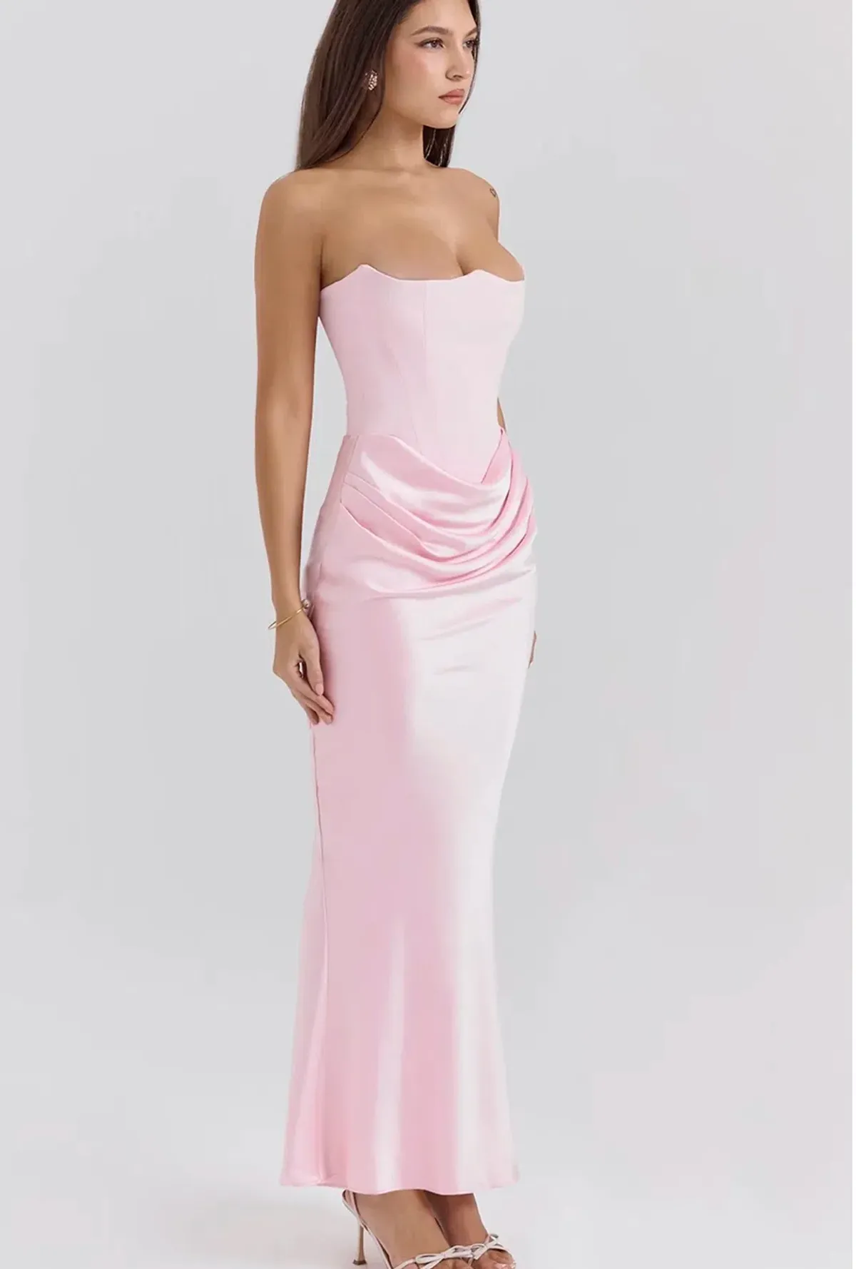 House of CB Persephone Strapless Corset Dress Rose Shadow Size XS / AU 6 - Image 9