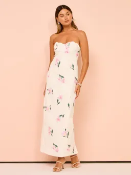 Issy Scalloped Bodice Midi Dress In Rose Print AU 14 for rent on The Volte - image 2