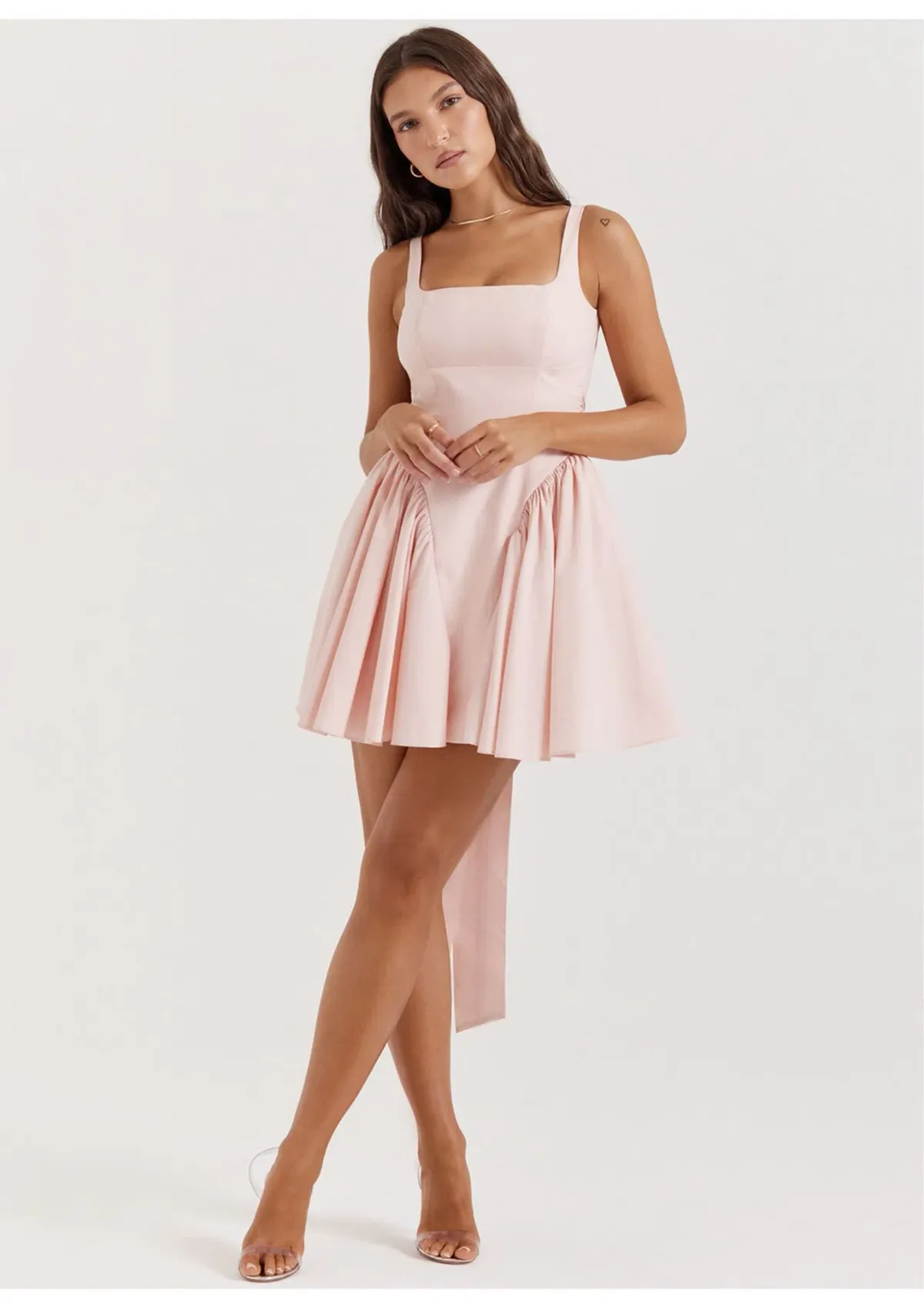 House of CB Florianne Bow Mini Dress in Soft Peach Size 8 - Image 1
