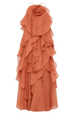 Aje Pandorea Layered Maxi Dress Coral Clay Size 14 for rent on The Volte - image 4