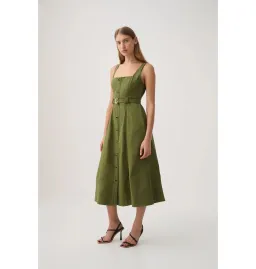 Aje Axle Utility Midi Dress in Palm Green Size AU 8 for rent on The Volte - image 2