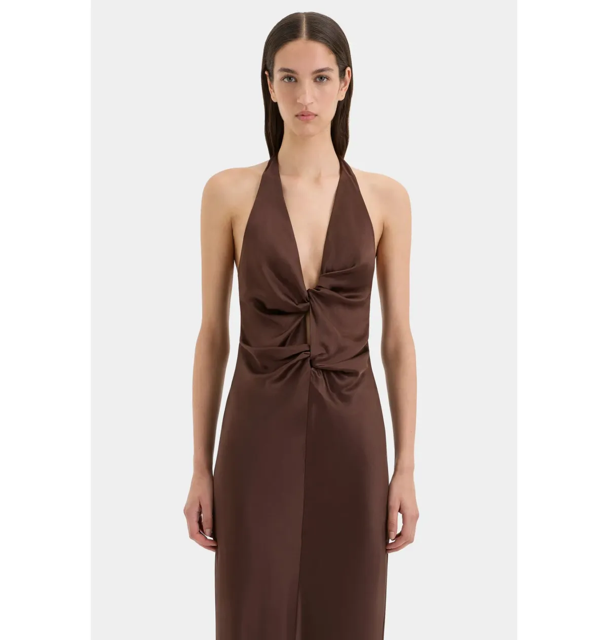 Sir The Label  Como Twist Dress in Chocolate Size 3 / AU 12 - Image 3
