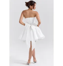 House of CB Noele Satin Strapless Bow Mini Gown White Size XS / AU 6 for rent on The Volte - image 4