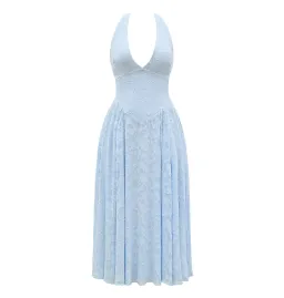 House of CB Arietta Jacquard Halter Midi Dress Bluebell Floral Size AU 6  for rent on The Volte - image 5