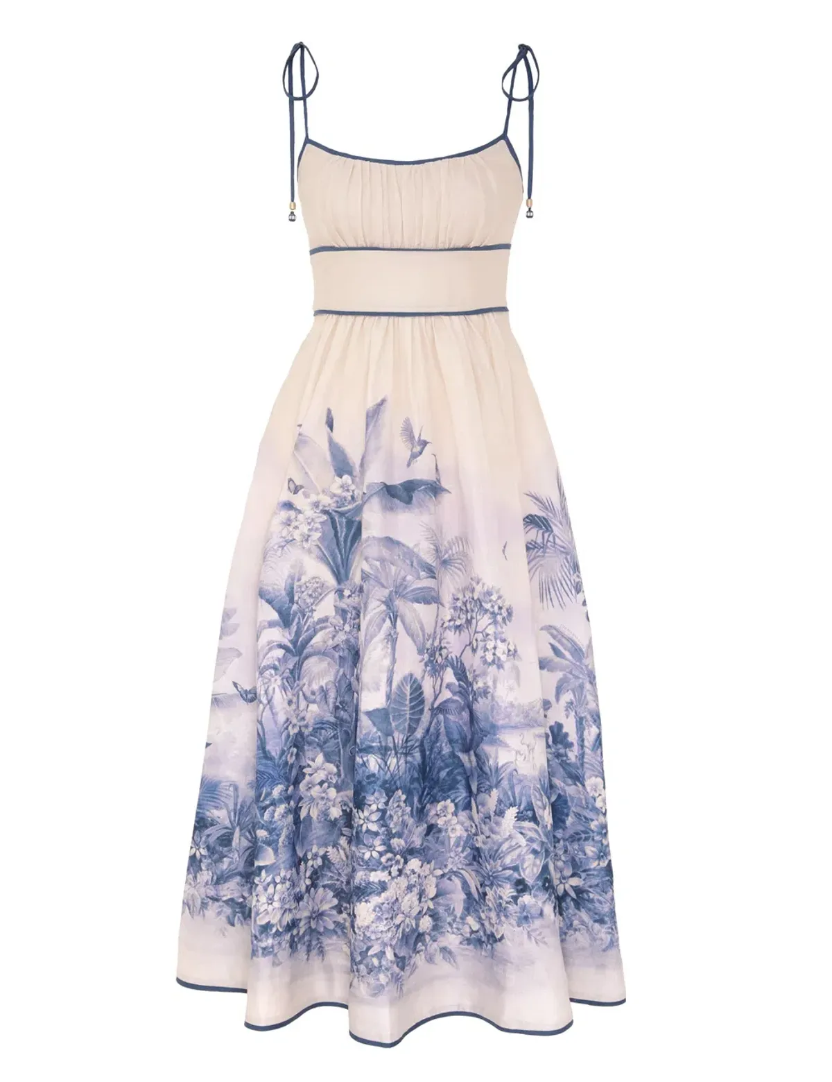 Zimmermann The Wylie Picnic Midi Dress in Blue Palm Size 0 / AU 8  - Image 3
