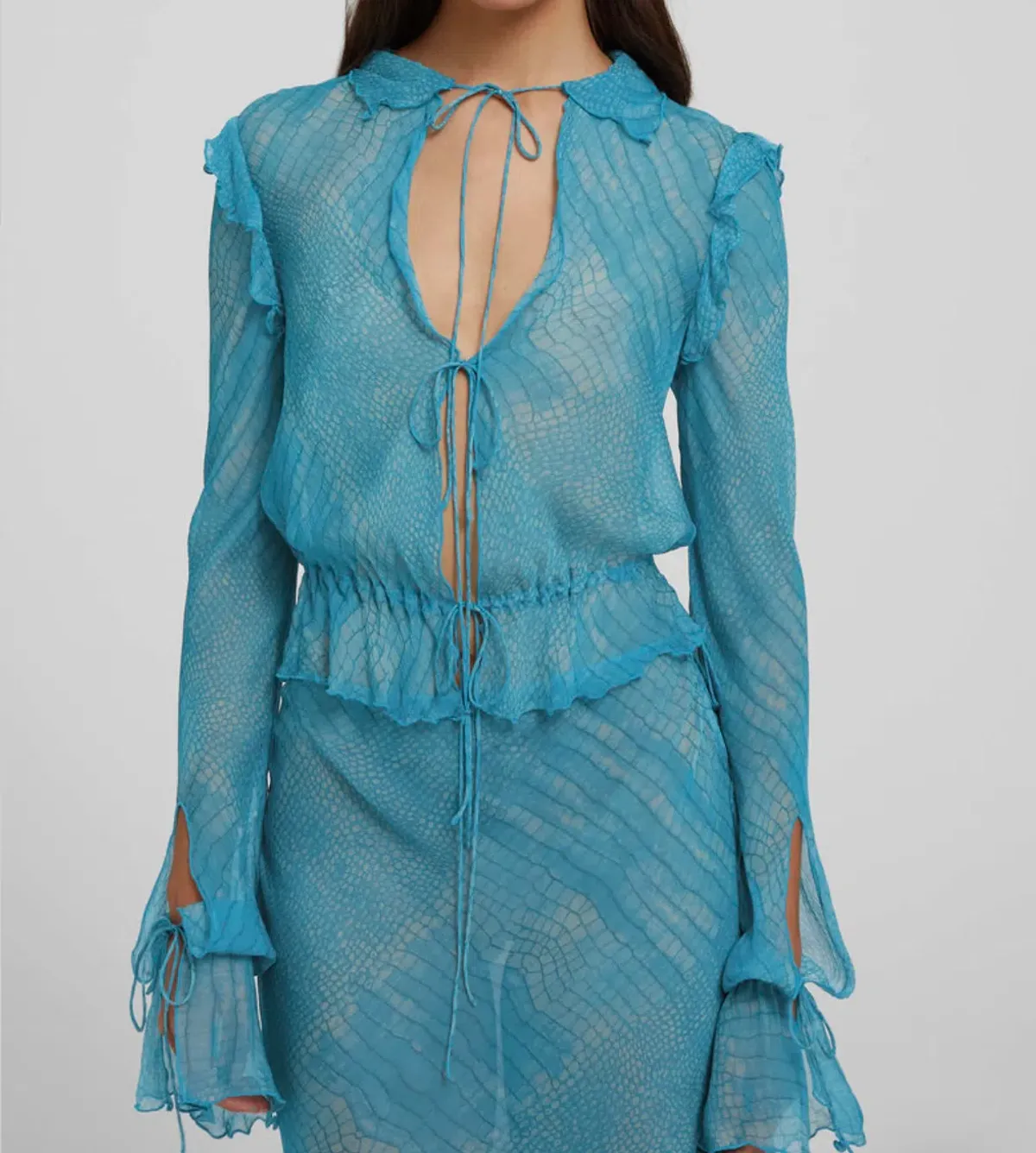 Rat & Boa Havana Top XS & Skirt Set Blue Size XXS/Au 6 - Image 6