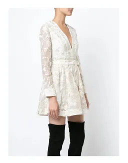 Zimmermann Rife Embroidered Dress Cream Size 2 / AU 12 for rent on The Volte - image 1