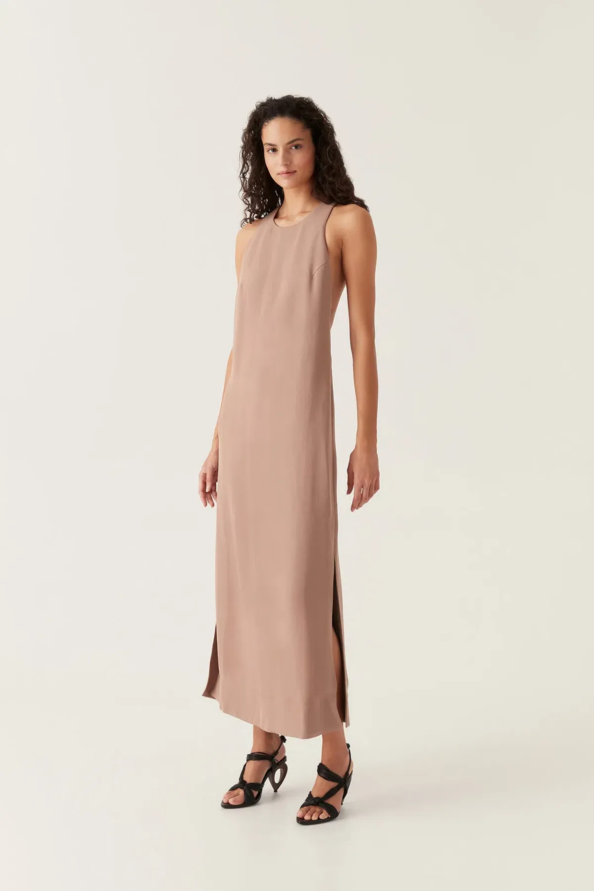Aje Intrigue Twist Back Midi Dress in Chocolate Brown Size AU 10 - Image 2