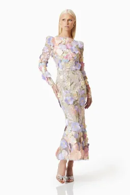 Elliatt Shannon 3D Floral Midi Dress In Purple Size AU 8 for rent on The Volte - image 6