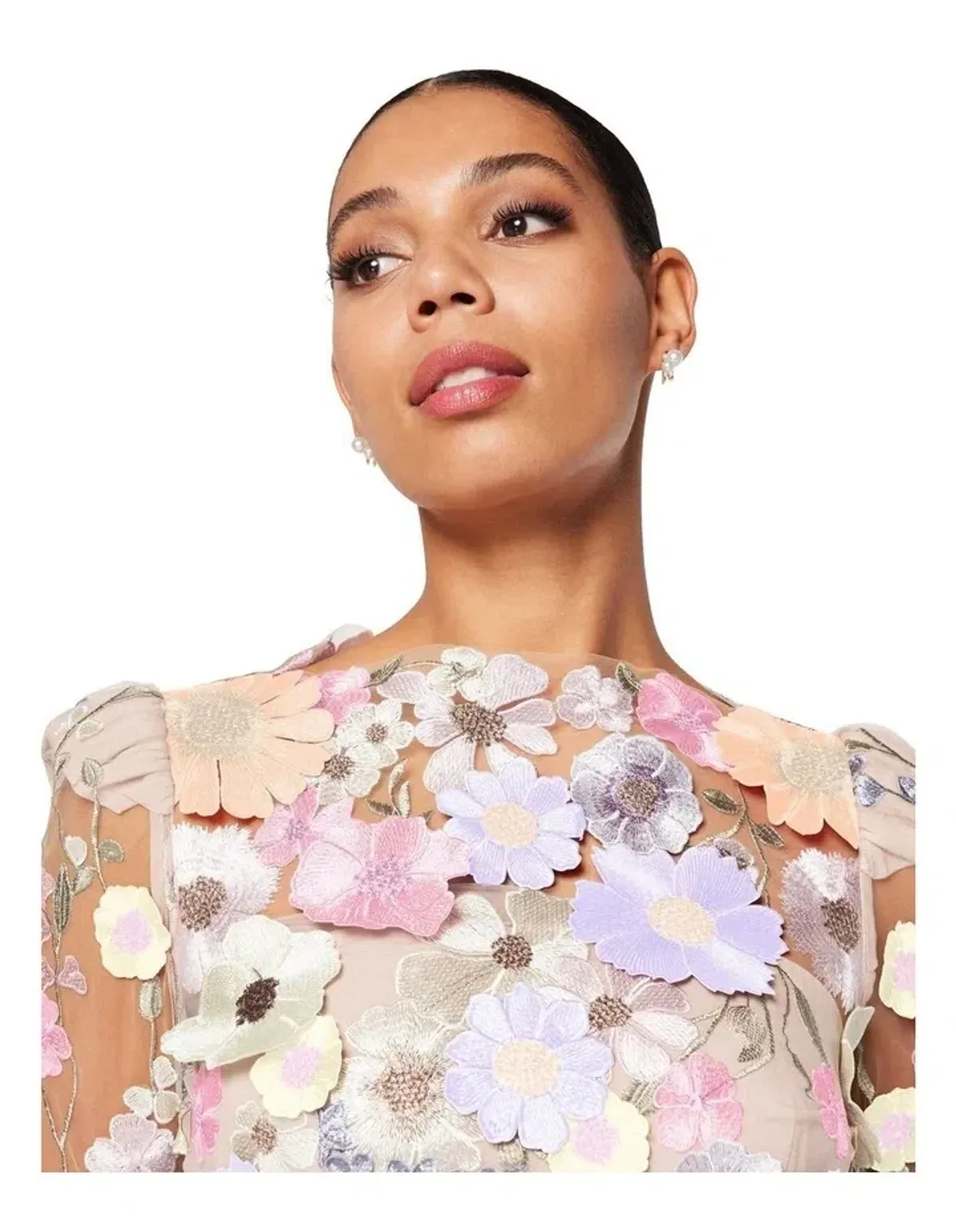 Elliatt Shannon 3D Floral Midi Dress In Purple Size AU 8 - Image 4
