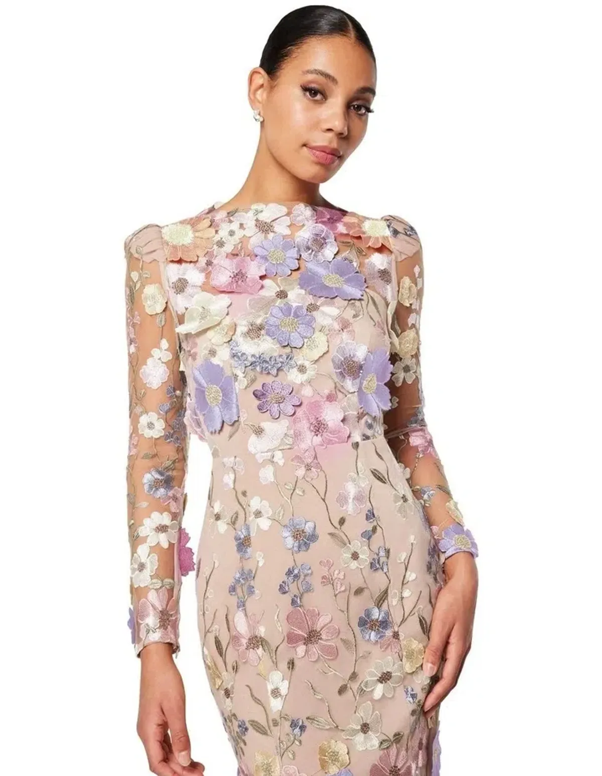 Elliatt Shannon 3D Floral Midi Dress In Purple Size AU 8 - Image 3