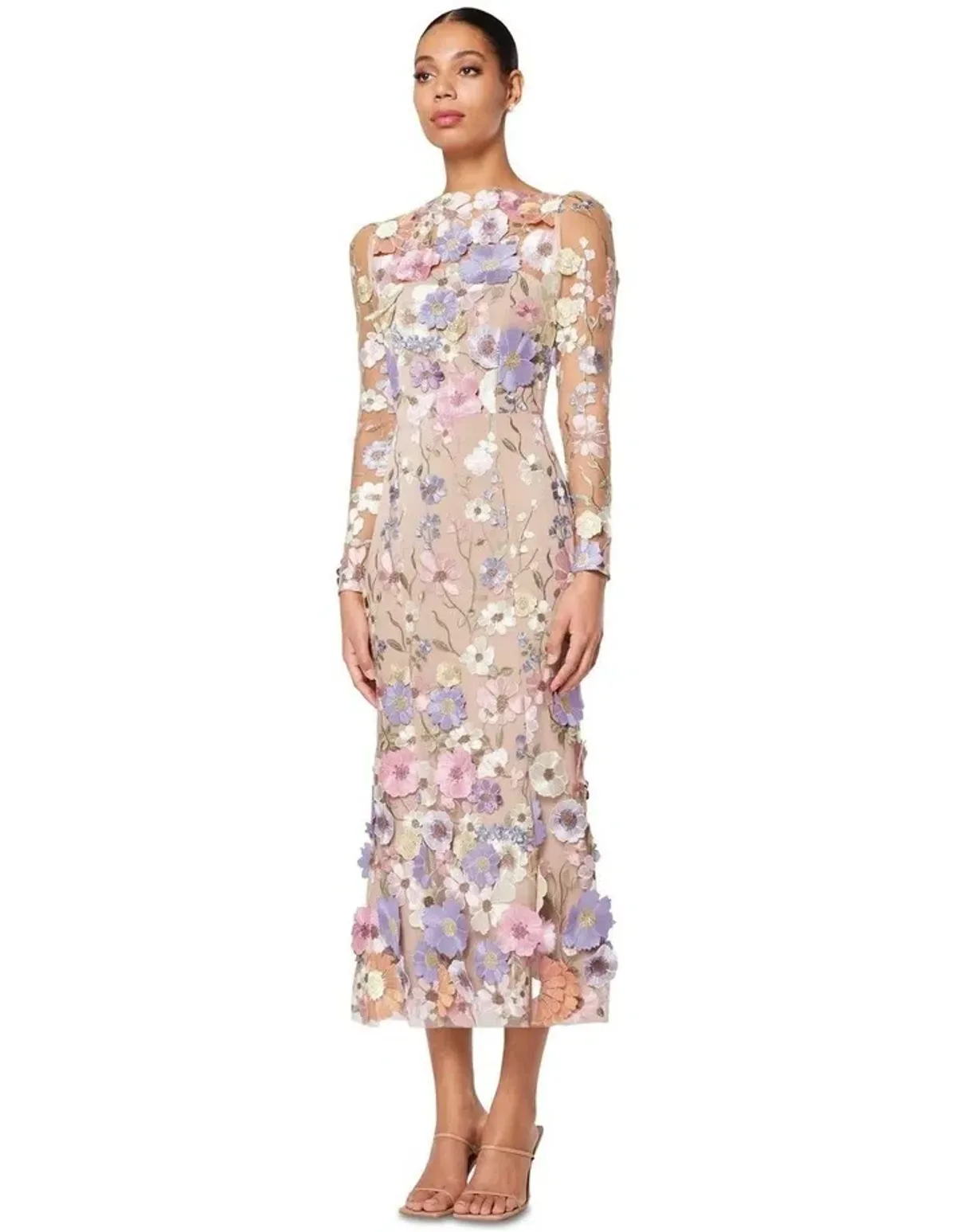 Elliatt Shannon 3D Floral Midi Dress In Purple Size AU 8 - Image 2