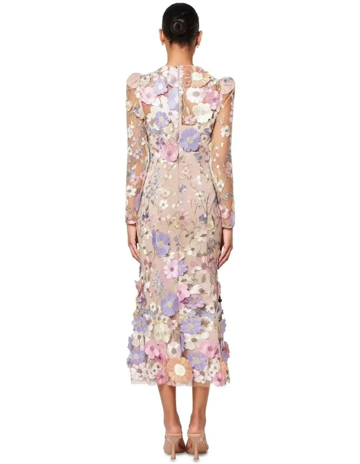 Elliatt Shannon 3d Floral Midi Dress in Purple Size AU 10 - Image 5
