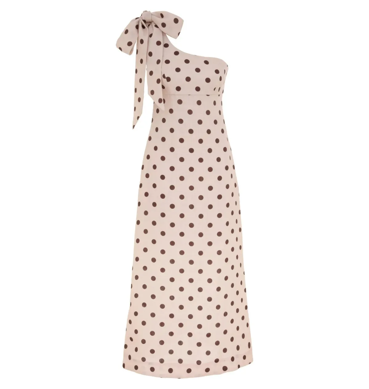 Zimmermann Acacia One Shoulder Midi Dress in Cream/Tan Dot Size 1 / AU 10 - Image 1