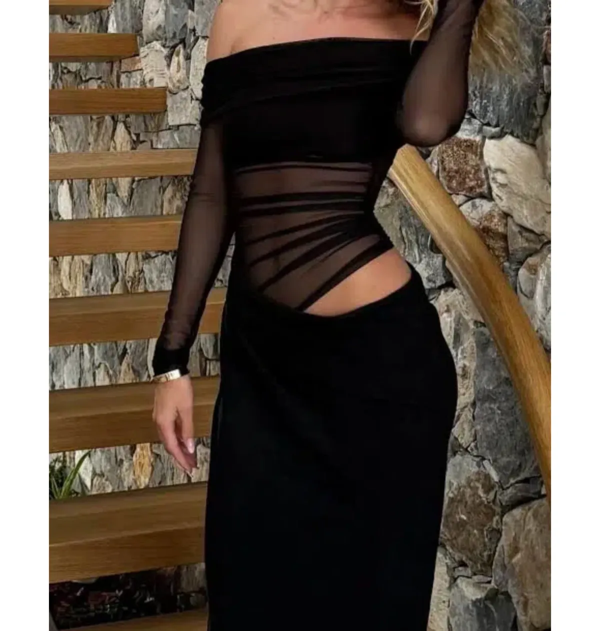 Benni Yasmin Off-Shoulder Maxi Dress Black Size AU 8 - Image 5