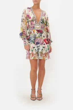Camilla Button Front Frill Mini Dress in Queens Bee Hive Size XS / AU 8 for rent on The Volte - image 1