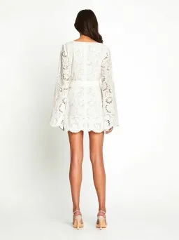 Alice McCall Obscurity Broderie Anglaise Bell Sleeve Belted Mini Dress White Size 8 for rent on The Volte - image 3