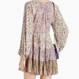 Tigerlily Livana Fabia Patchwork Long Sleeve Mini Dress Lilac Floral Size 12 for rent on The Volte - image 3