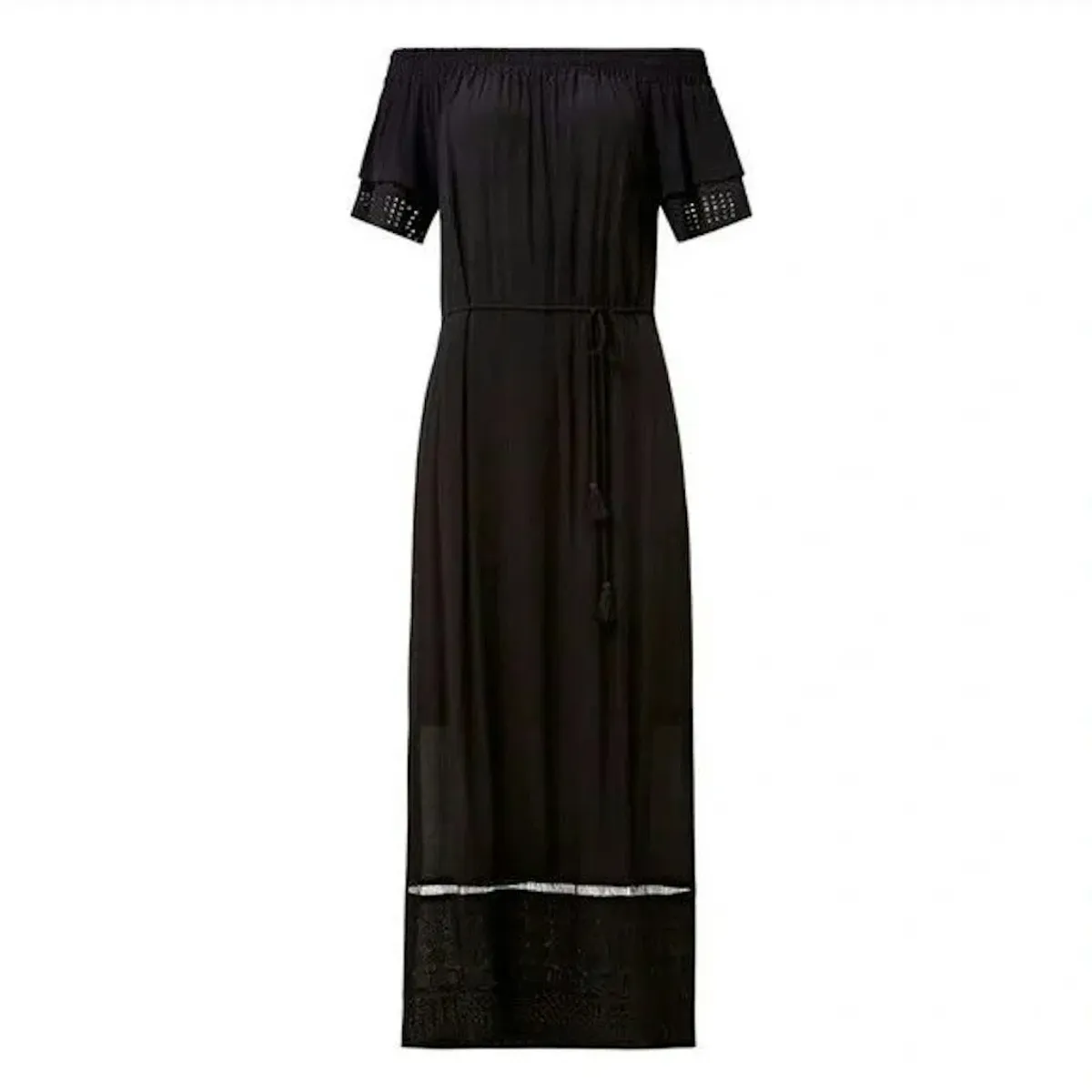 Seed Heritage Romantic Embroidered Off The Shoulder Maxi Dress Black Size 14 - Image 2