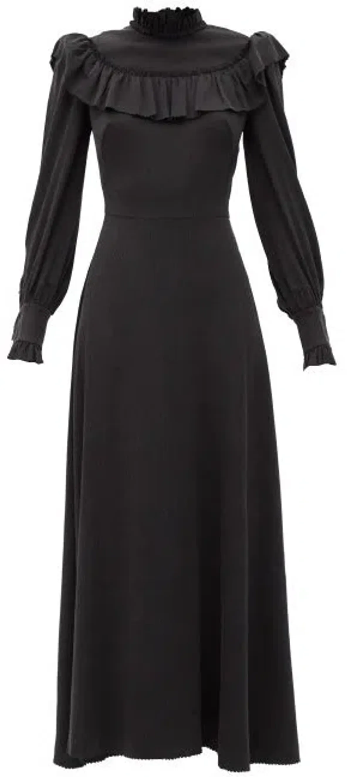 The Vampire's Wife The Firefly Gathered Puckered Silk Satin Dress Black Size AU 10 - Image 5