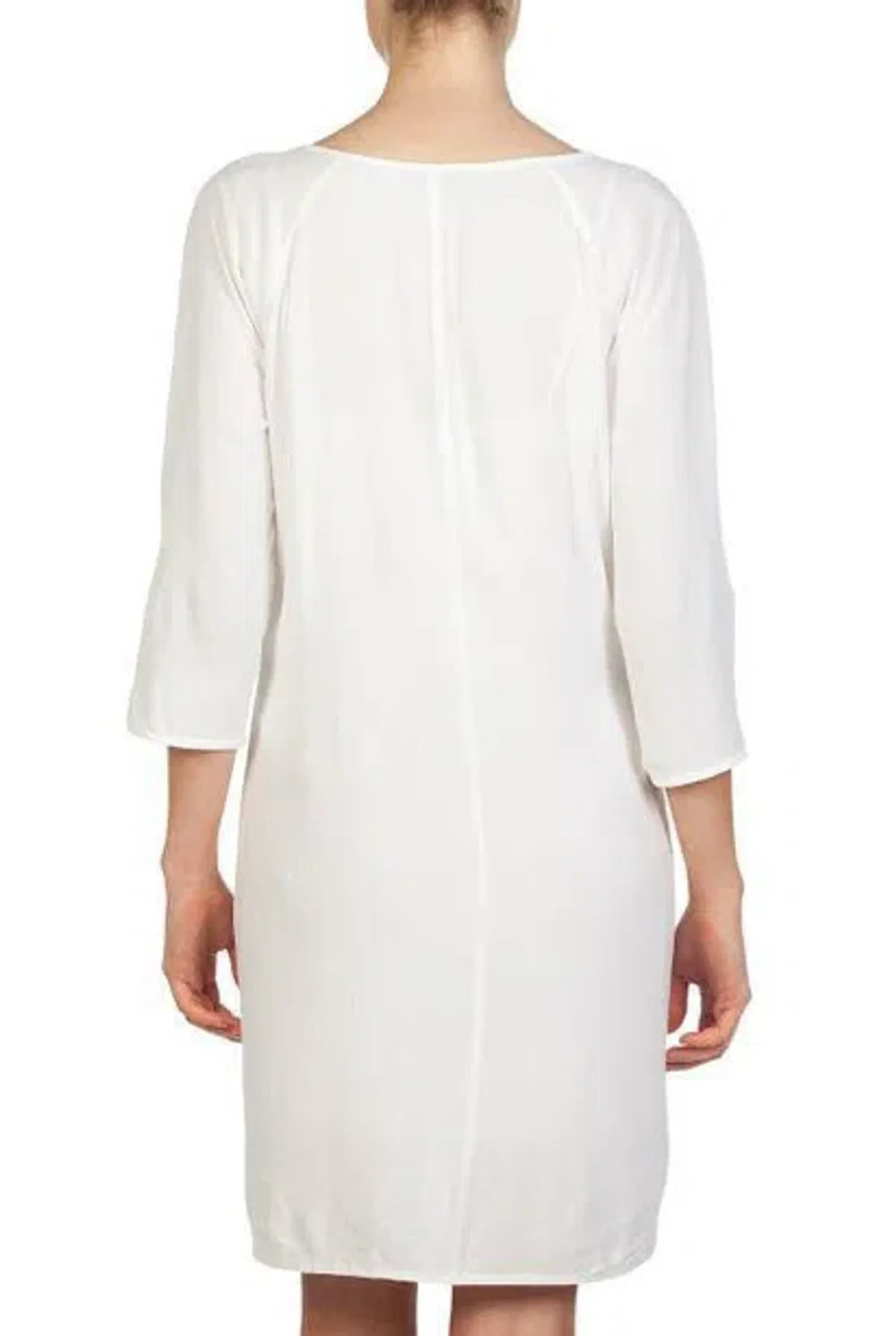 Country Road Lattice Trim 3/4 Sleeve Kaftan Shift Dress White Size 10 - Image 3