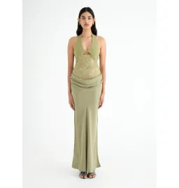 Benni Miko Lace Halter Midi Dress Pear Size AU 8 for rent on The Volte - image 1