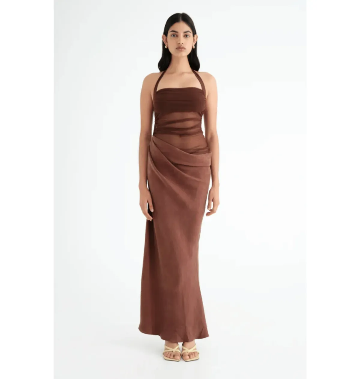 Benni Gina Halter Maxi Dress in Chocolate Size AU 6 - Image 1