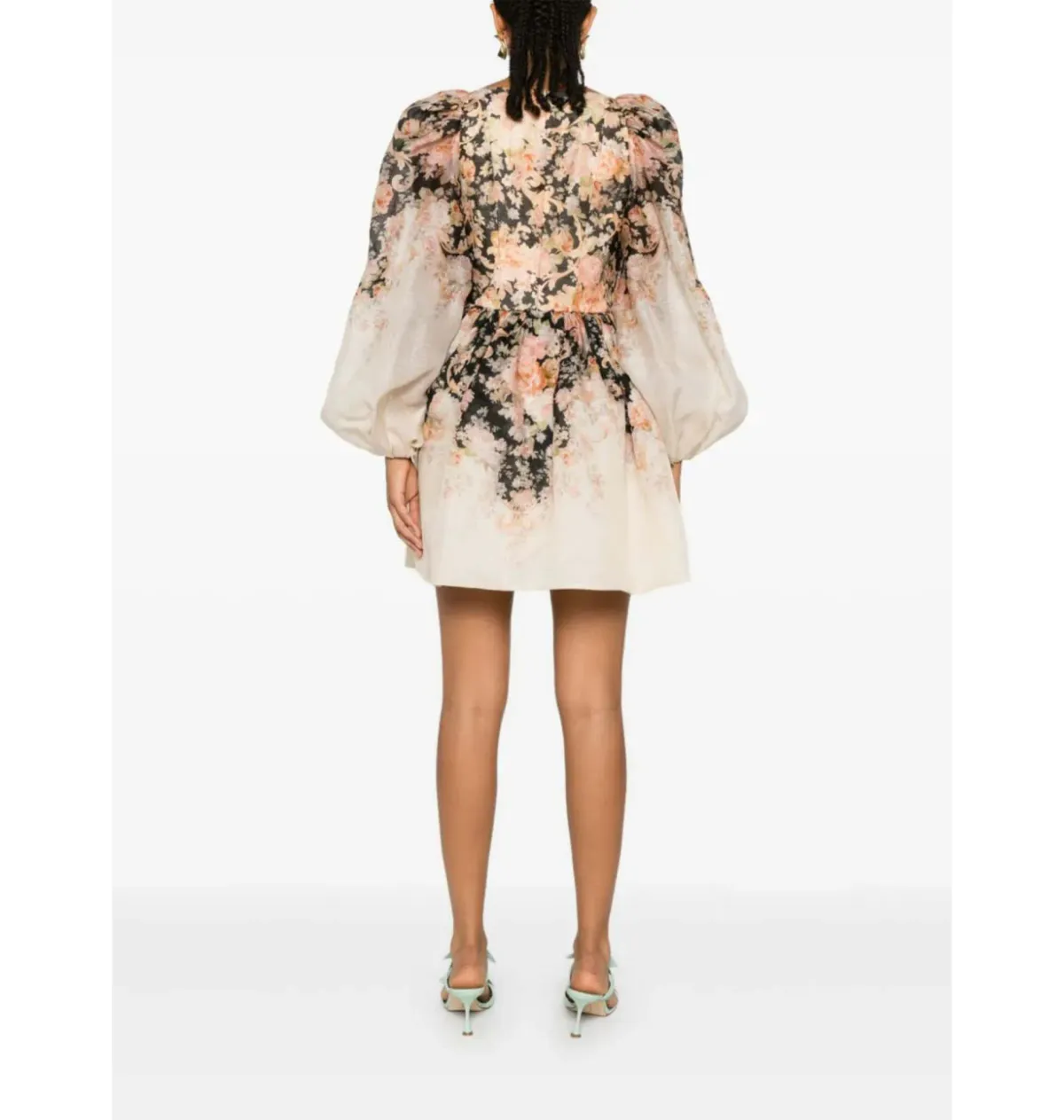 Zimmermann Illustration Draped Mini Dress in Tea Rococo Floral Size 3 / AU 14 - Image 2