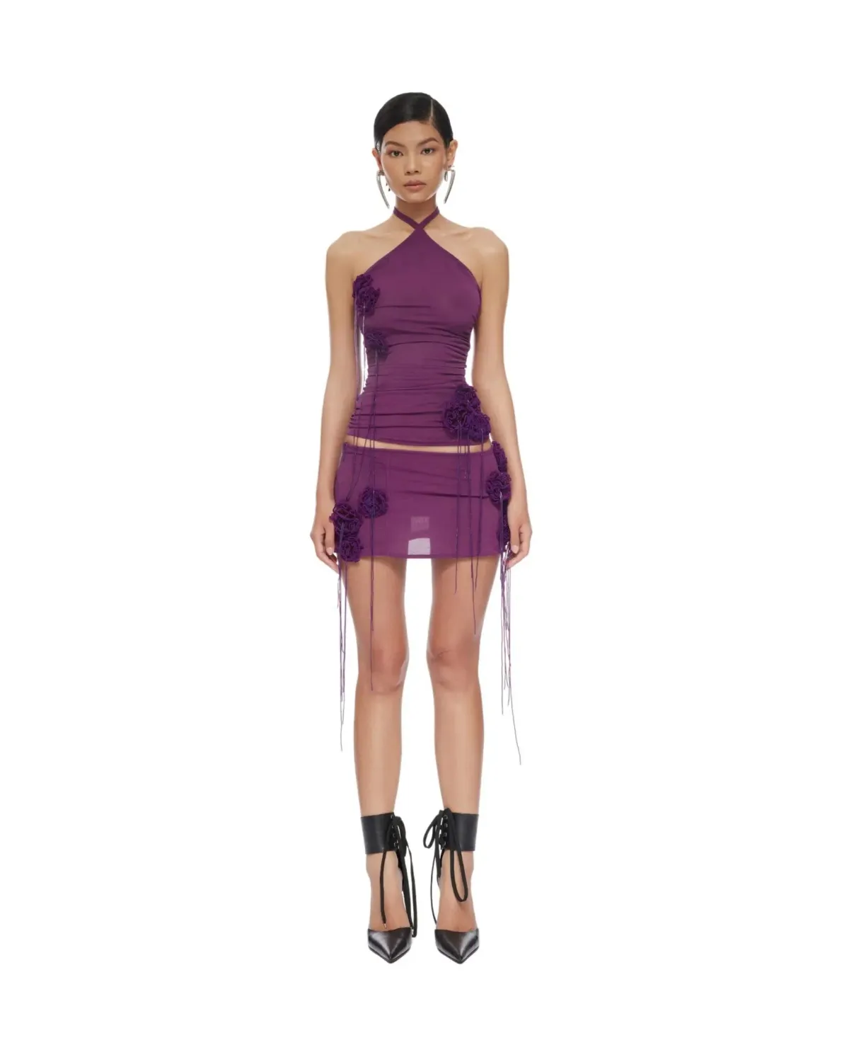 Violet Halterneck Top and Aster Mini Skirt Set in Purple Size AU 6  - Image 1