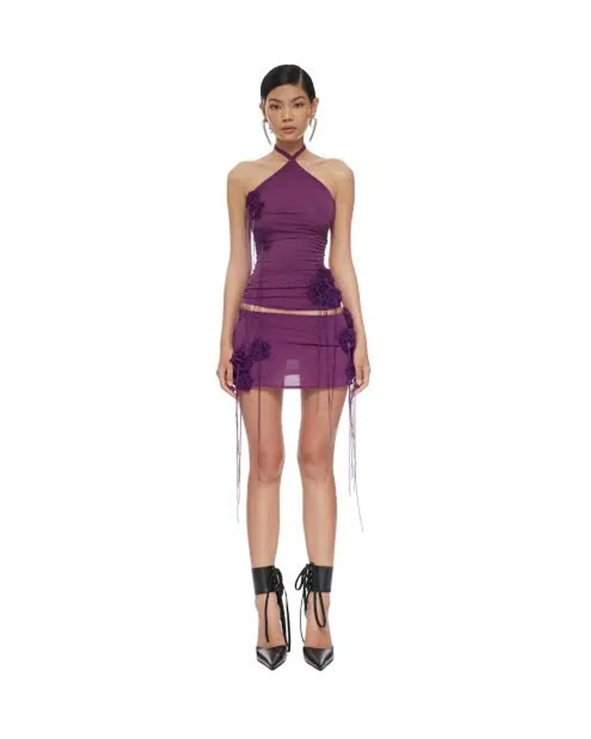 Violet Halterneck Top and Aster Mini Skirt Set in Purple Size AU 6  - Image 2