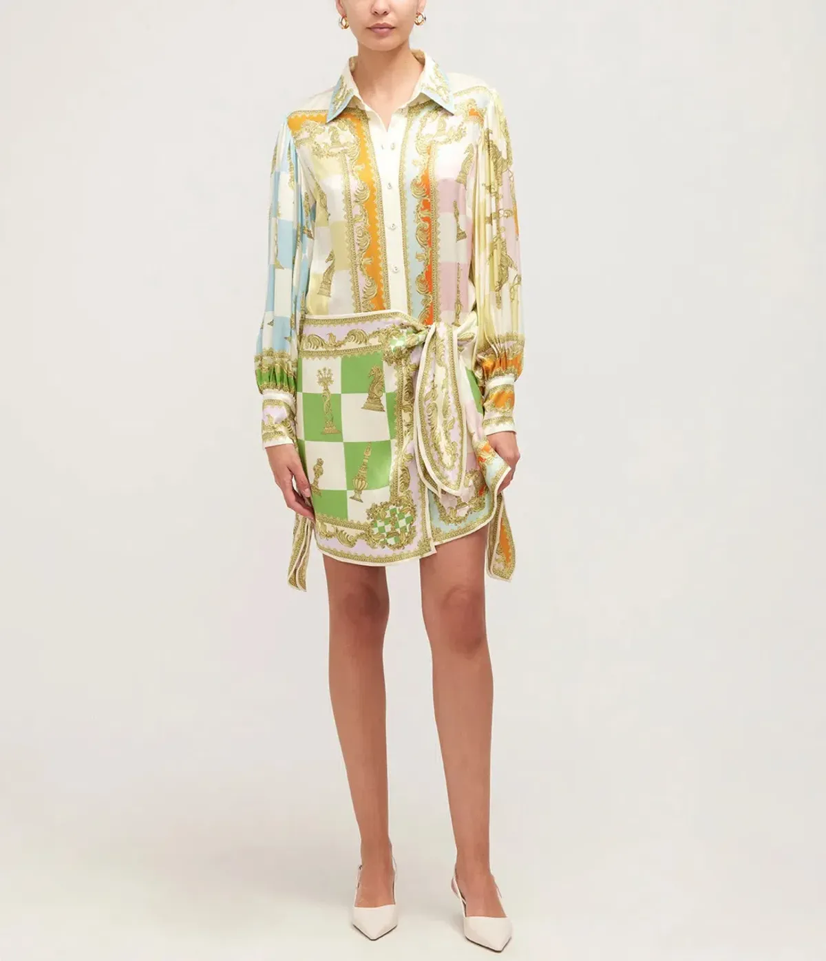 Alemais Checkmate Silk Mini Dress Multi Size AU 10 - Image 15