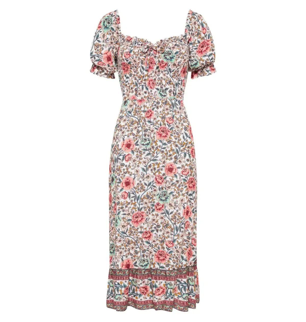 Arnhem Juliette Shirred Midi Dress in Ivory Rose Size AU 8 - Image 11