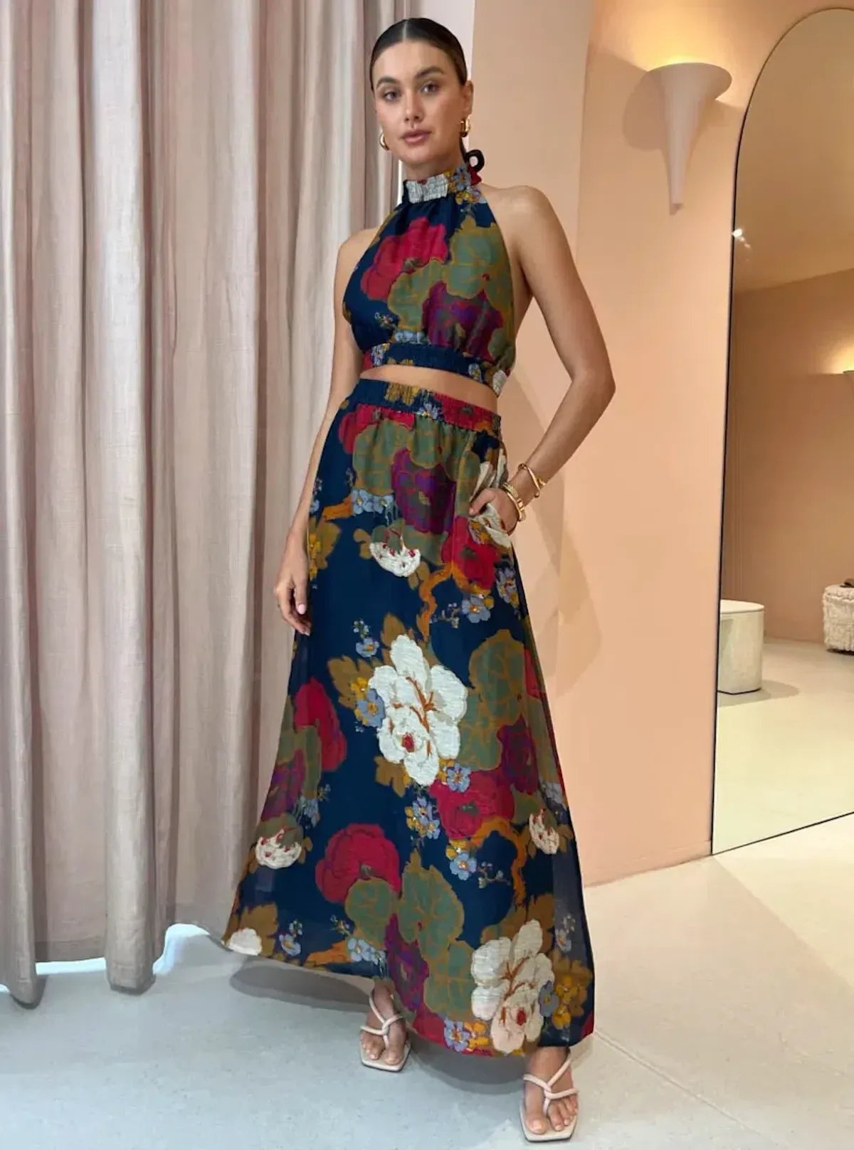 Sir the Label Bonita Halter Top and Maxi Skirt Set Floral Size 6 - Image 1
