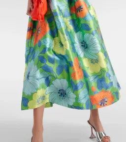 Alemais Calypso Floral Satin Midi Dress Green Blue Flower Print Size 10 AU for rent on The Volte - image 4