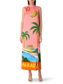 Alemais Paradiso Silk Midi Dress Pink Multi Size 10 AU for rent on The Volte - image 5