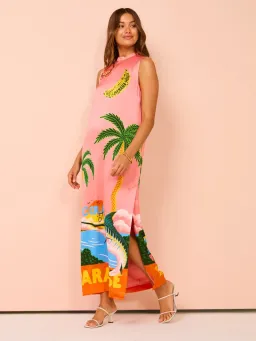 Alemais Paradiso Silk Midi Dress Pink Multi Size 10 AU for rent on The Volte - image 8