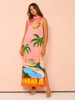 Alemais Paradiso Silk Midi Dress Pink Multi Size 10 AU for rent on The Volte - image 3
