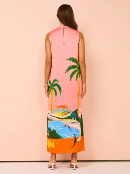 Alemais Paradiso Silk Midi Dress Pink Multi Size 10 AU for rent on The Volte - image 4
