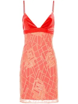 Manning Cartell Floral Fusion Velvet Slip Mini Dress Flamingo Red Size 10 for rent on The Volte - image 6