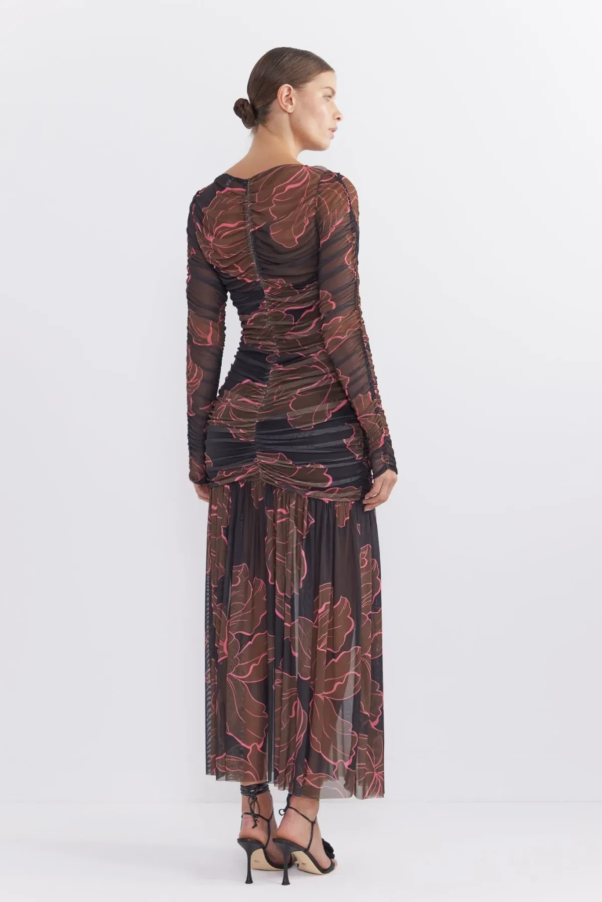 Pasduchas Rosetta Hourglass Midi Dress Dark Floral Szie 6 - Image 3