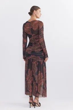 Pasduchas Rosetta Hourglass Midi Dress Dark Floral Szie 6  for rent on The Volte - image 3