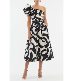 Rebecca Vallance Pompidou One Shoulder Midi Dress Multi Size 12 for rent on The Volte - image 1