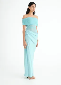 Benni Nico Off Shoulder Maxi Dress Aquamarine Size 10 for rent on The Volte - image 2