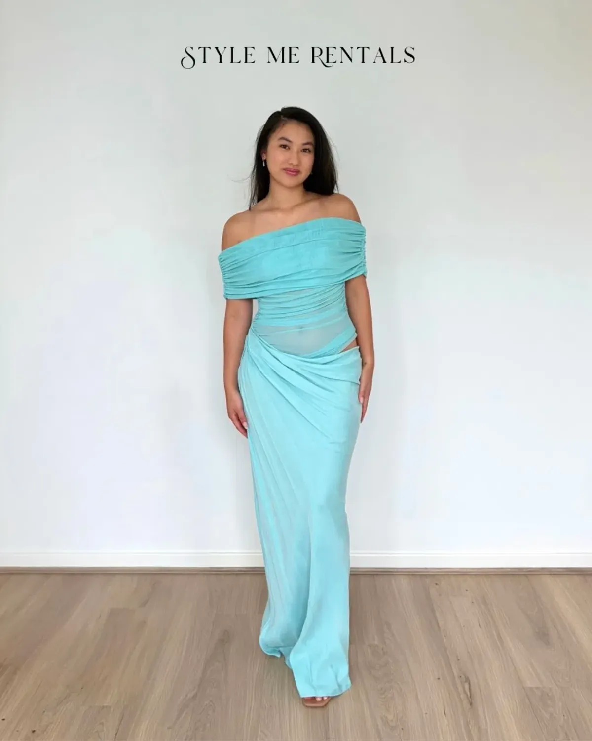 Benni Nico Off Shoulder Maxi Dress Aquamarine Size 10 - Image 4