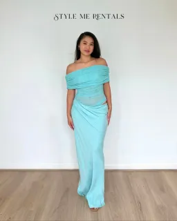 Benni Nico Off Shoulder Maxi Dress Aquamarine Size 10 for rent on The Volte - image 4