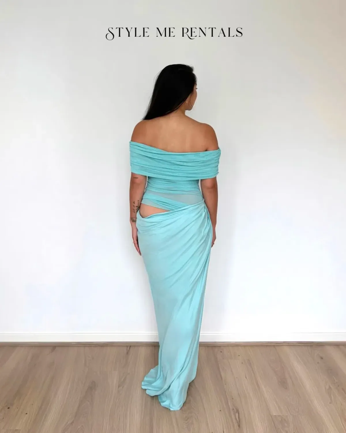 Benni Nico Off Shoulder Maxi Dress Aquamarine Size 10 - Image 6