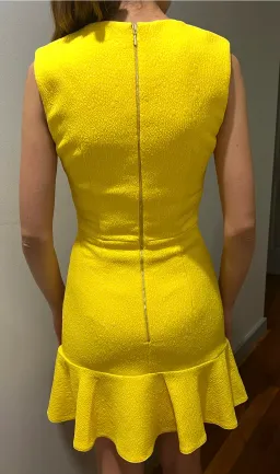 Rebecca Vallance Jaclyn Button Mini Dress Canary Yellow Size 6 for rent on The Volte - image 3